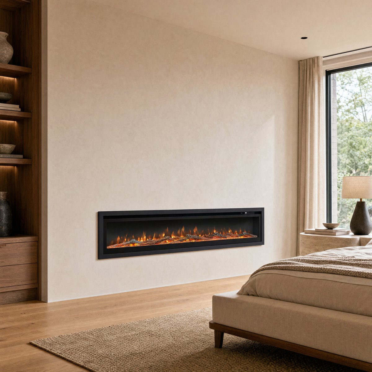 70/80″ Electric Fireplace with 12 Flame Colours — Hikari