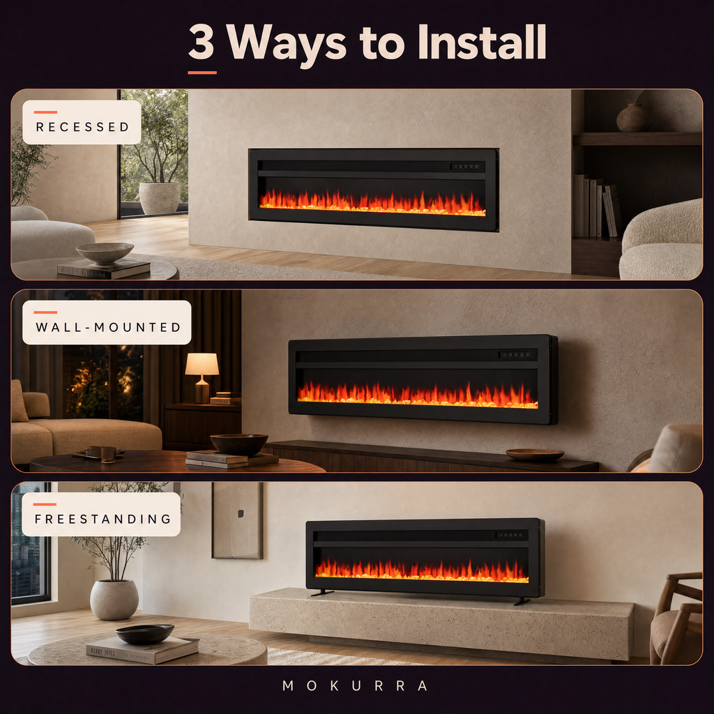 50″ Electric Fireplace with 12 Flame Colours — Ren