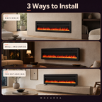 50″ Electric Fireplace with 12 Flame Colours — Ren