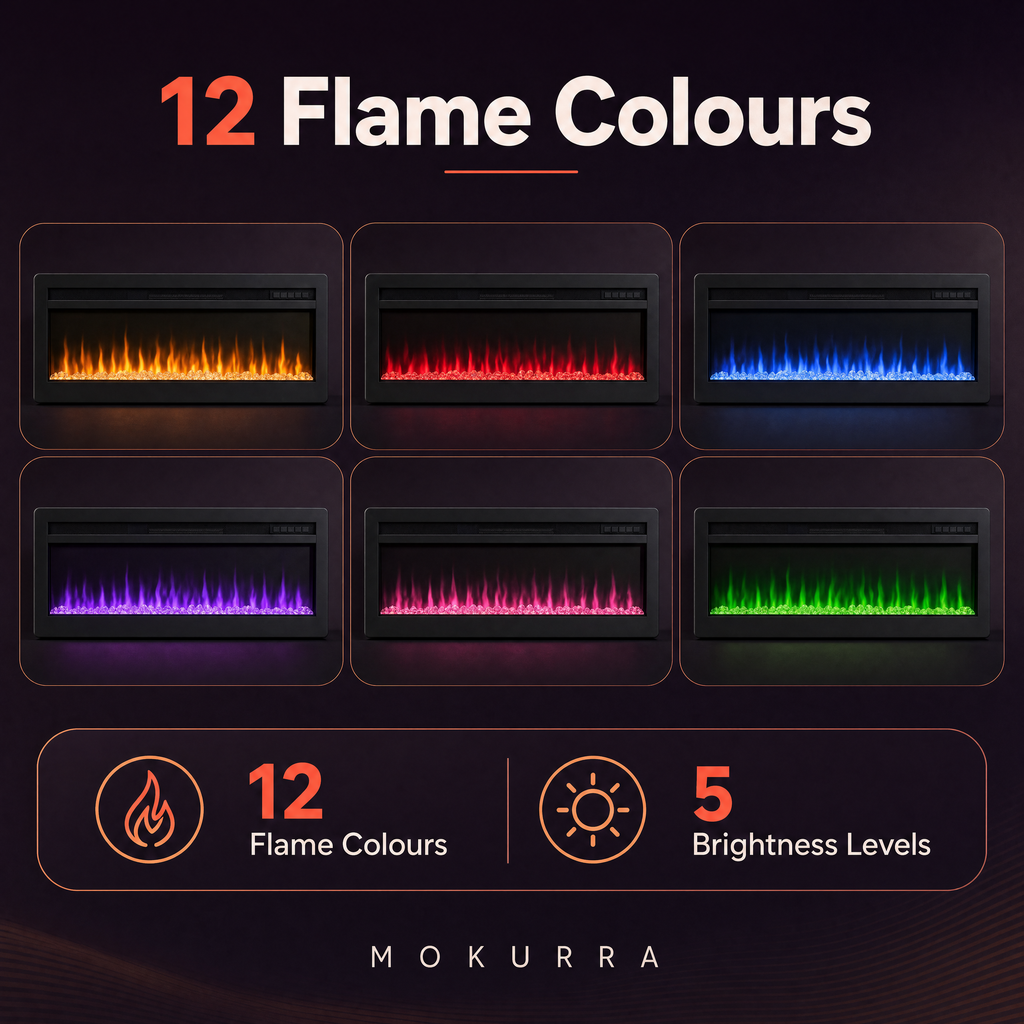 50″ Electric Fireplace with 12 Flame Colours — Ren
