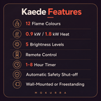40/50/60″ Electric Fireplace with 12 Flame Colours — Kaede