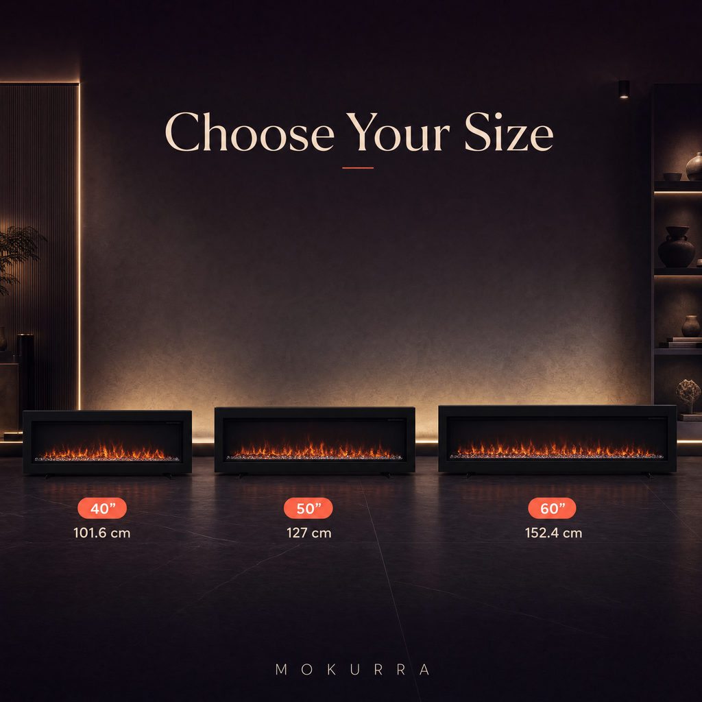 40/50/60″ Electric Fireplace with 12 Flame Colours — Kaede