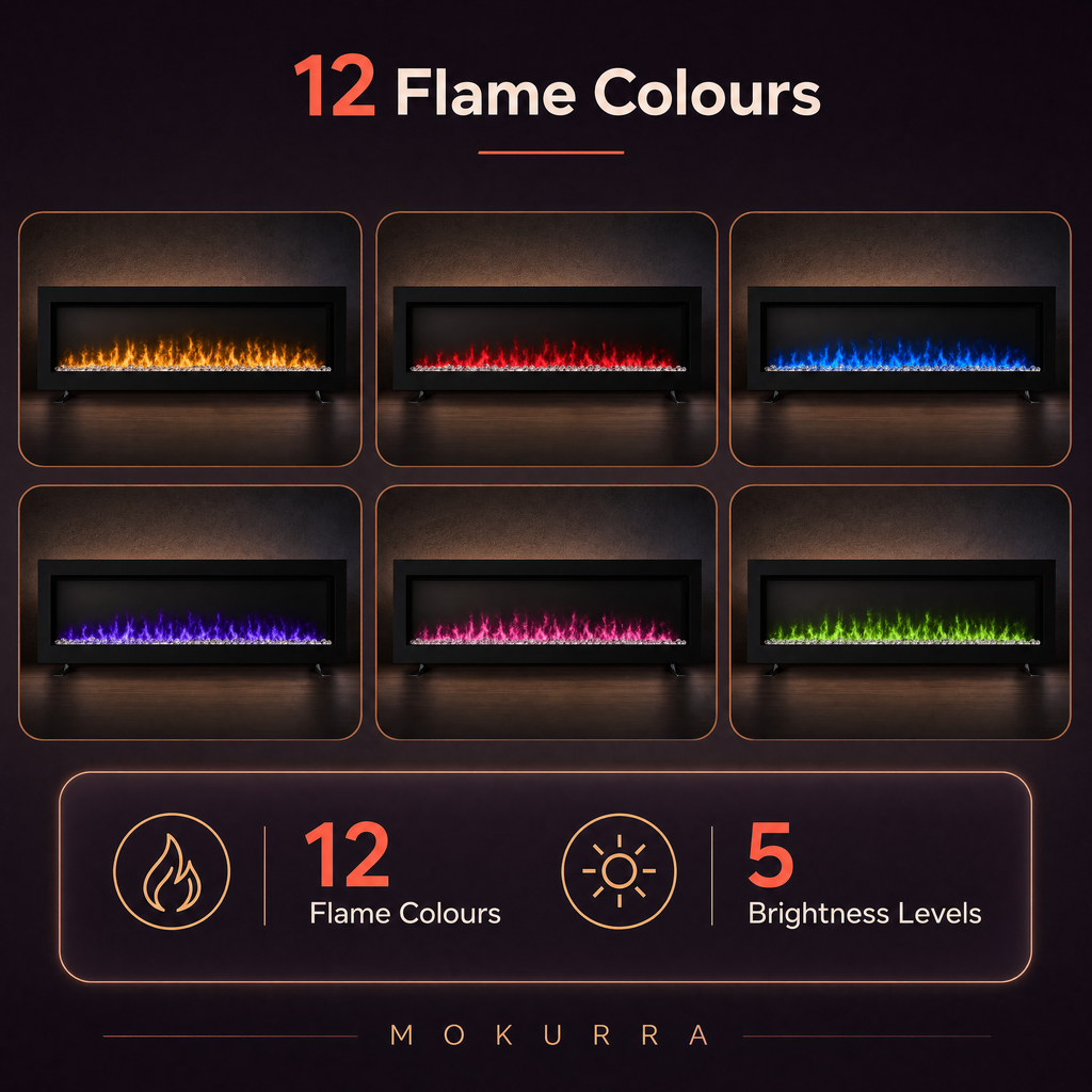 40/50/60″ Electric Fireplace with 12 Flame Colours — Kaede
