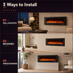50/60/72″ Electric Fireplace with 12 Flame Colours — Aoi