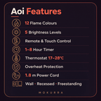 50/60/72″ Electric Fireplace with 12 Flame Colours — Aoi