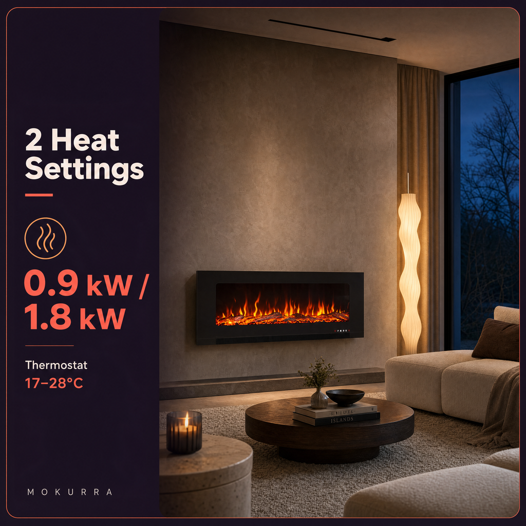 50/60/72″ Electric Fireplace with 12 Flame Colours — Aoi
