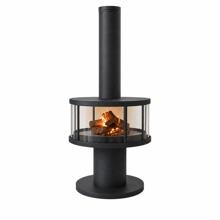 Leslie 360° Glass Wood Burning Stove – Modern Freestanding Log Burner