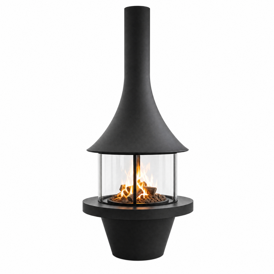 Muriel Central Wood Burning Stove – 360° Glass Freestanding Log Burner