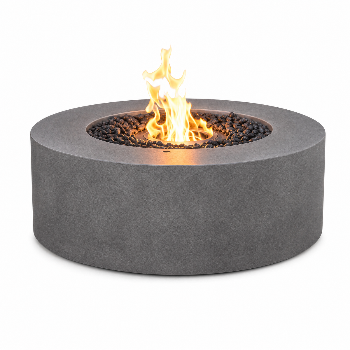 Bernard Round Fire Pit Table, Bioethanol or Gas, Stainless Steel
