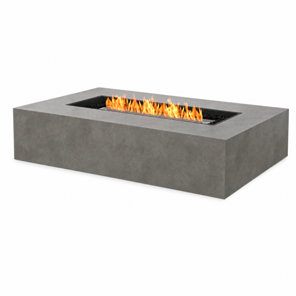 Teague Rectangular Fire Pit Table, Bioethanol or Gas, Stainless Steel