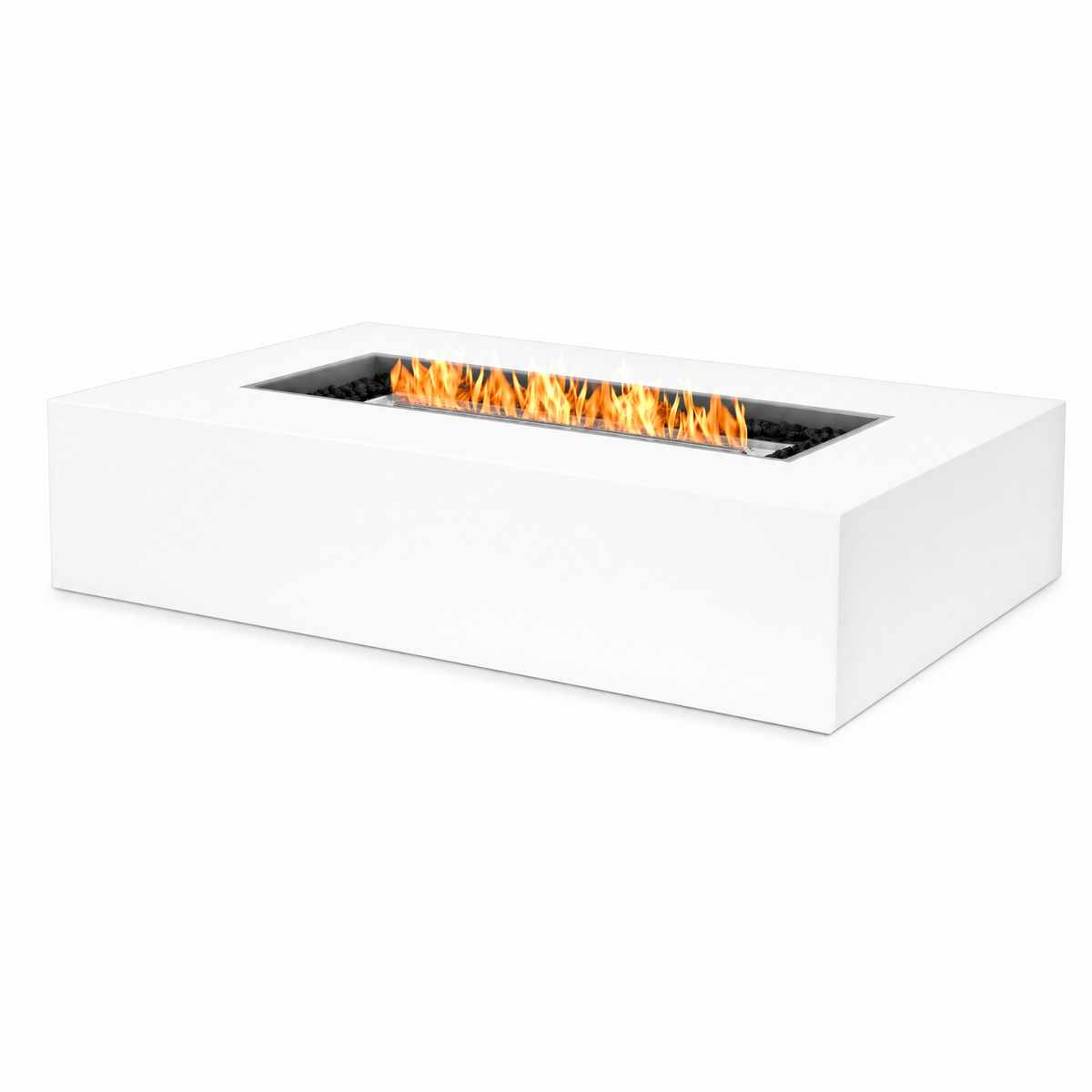 Teague Rectangular Fire Pit Table, Bioethanol or Gas, Stainless Steel