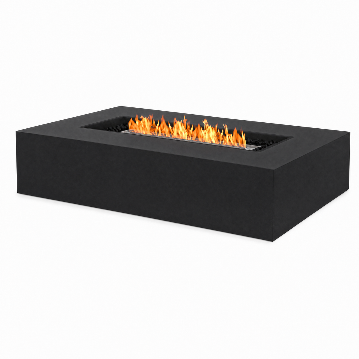 Teague Rectangular Fire Pit Table, Bioethanol or Gas, Stainless Steel