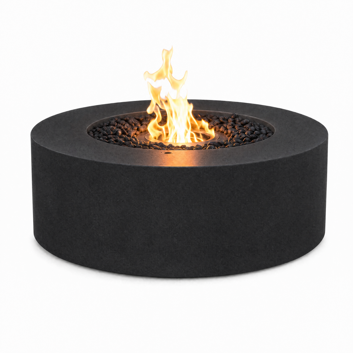 Bernard Round Fire Pit Table, Bioethanol or Gas, Stainless Steel